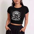 Damen Crop-T-Shirt mit R&Brnem Grafiken-Aufdruck R&B