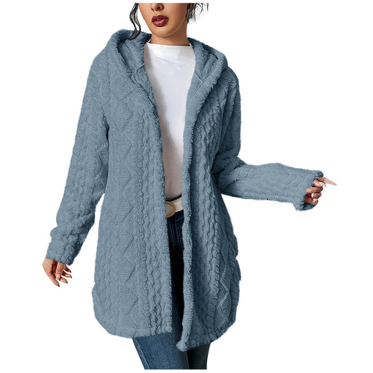 Damen Kuschelige Cardiganjacke mit Kapuze aus weichem Fleece R&B