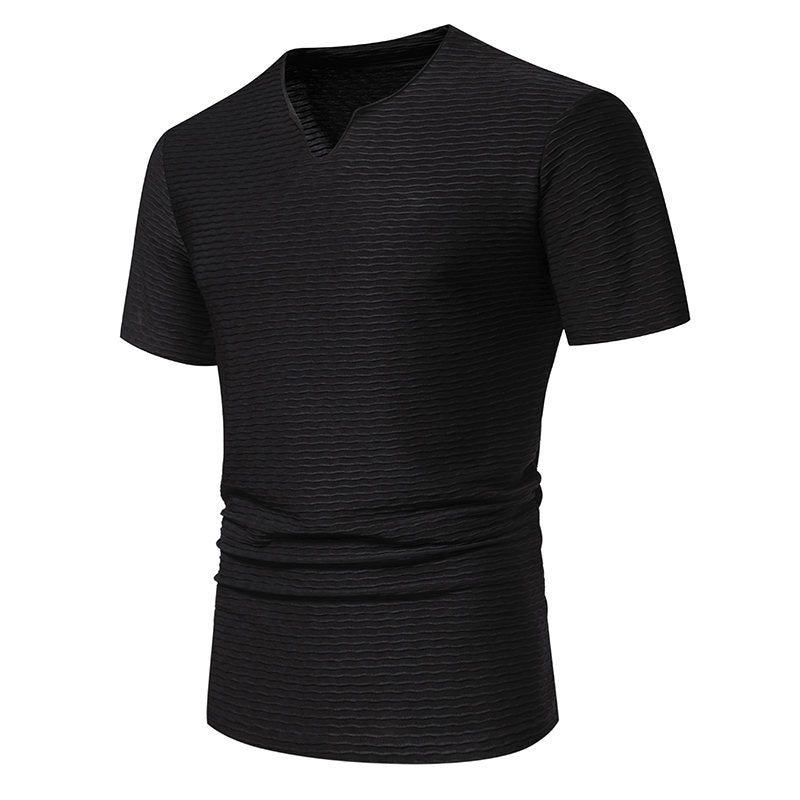 Herren V-Ausschnitt T-Shirt mit strukturiertem Design