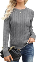 Damen klassischer Strickpullover mit Zopfdesign R&B