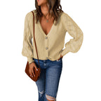 Damen Strickjacke mit romantischem Rippmuster und eleganten Knopfdetails R&B