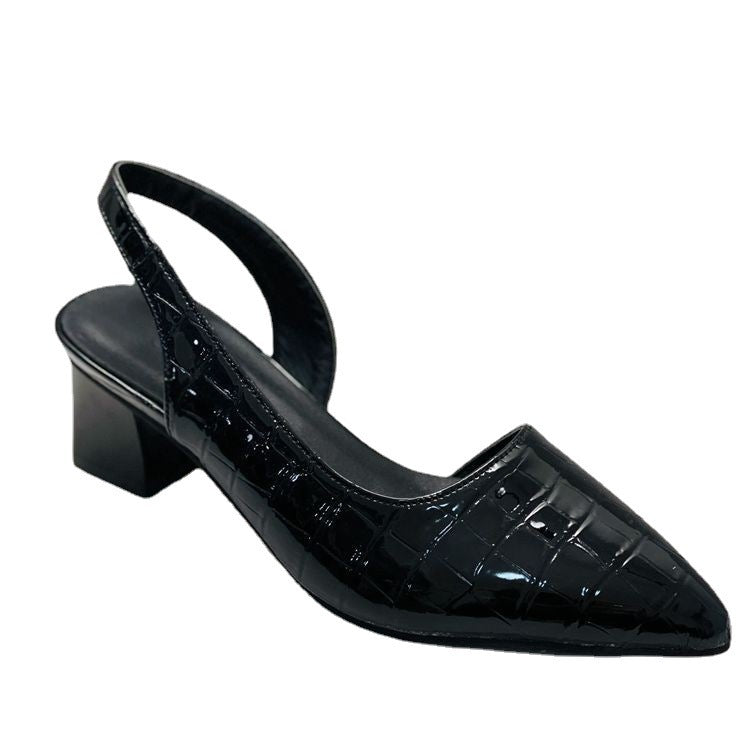 Damen Slingback-Pumps mit glänzendem Krokoprint und bequemer Blockabsatz R&B