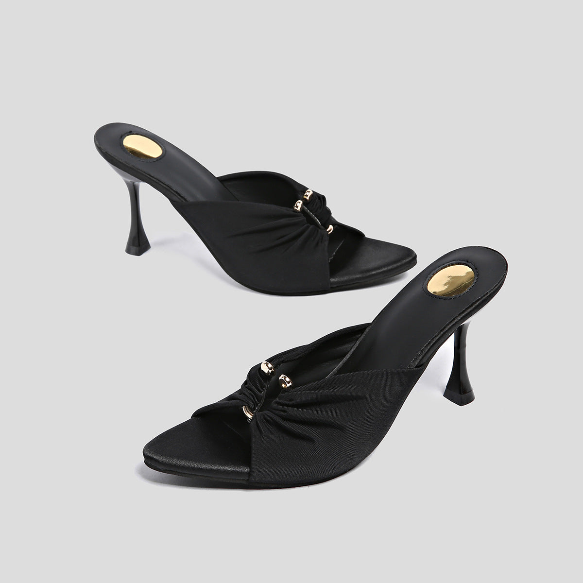 Damen Slingback-Pumps mit raffinierter Faltenapplikation und geschwungenem Absatz R&B