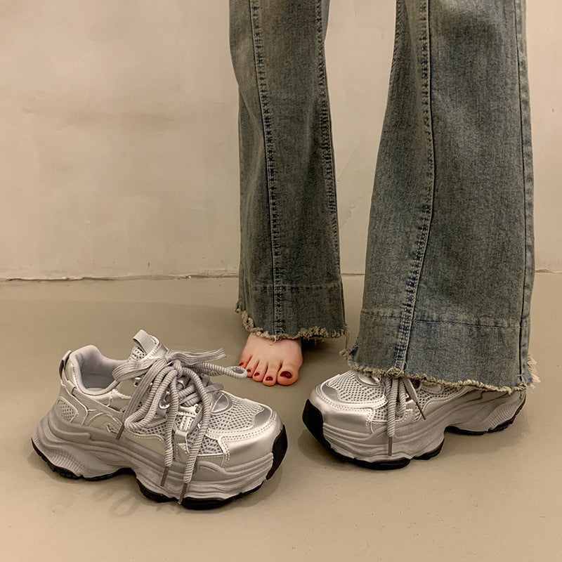Damen Sportliche Chunky Sneakers mit atmungsaktiven Mesh-Einsätzen und dämpfender Sohle R&B