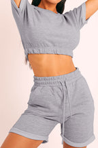 Damen Sportliches Lounge-Set mit verkürztem Oberteil und bequemen Shorts R&B