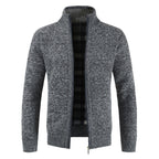 Herren Strickjacke mit hohem Kragen und plüschigen Innenfutter R&B