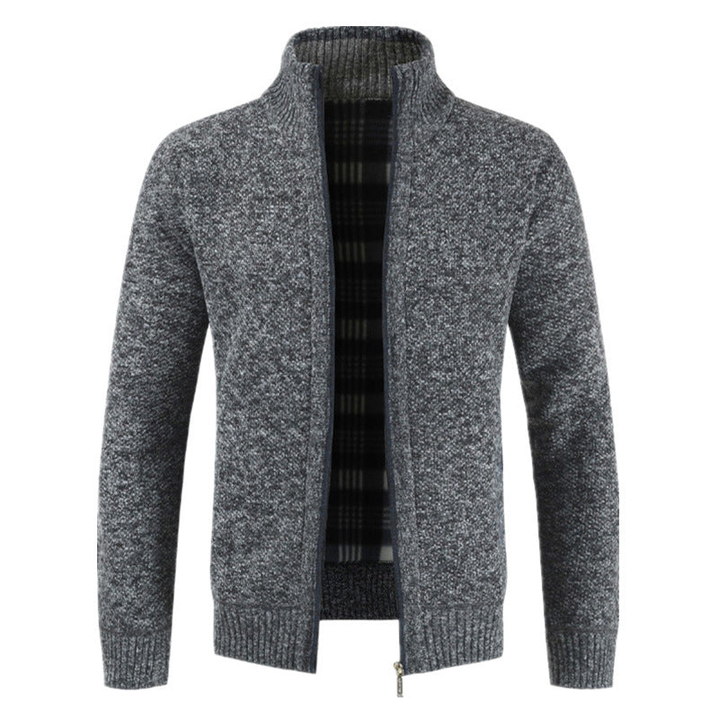 Herren Strickjacke mit hohem Kragen und plüschigen Innenfutter R&B