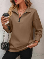 Damen Sweatshirt mit halbem Reißverschluss