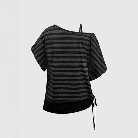 Damen Asymmetrisches Streifenoberteil mit raffiniertem Schnitt R&B