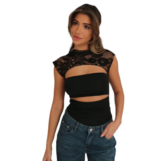 Damen Elegantes Oberteil mit Spitzendetails und Cut-Outs R&B