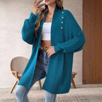 Damen Strickjacke mit dekorativen Knopfdetails und offenem Schnitt R&B