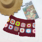 Damen Häkelshorts mit buntem Granny-Quadrat-Muster R&B