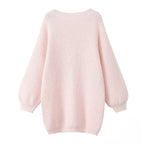 Damen modischer V-Ausschnitt Pullover mit puffärmeligen Details