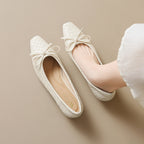 Damen Ballerinas mit hochwertigem geflochtenem Design und zartem Schleifendetail