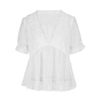 Damen Blusenshirt mit Rüschendetails und punktuellem Design EB
