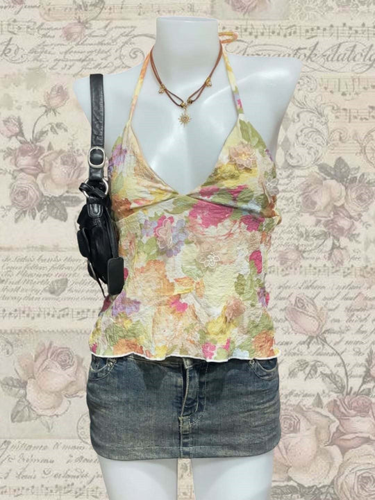 Damen Verspielt bedrucktes Chiffon-Oberteil R&B