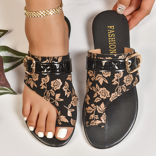 Damen Riemchen-Sandalen mit floralem Design und komfortablem Fußbett R&B