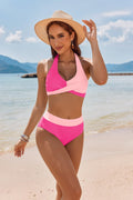 Damen Hochgeschnittener Bikini mit gekreuztem Oberteil R&B