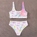 Damen Sportlicher Bikiniset mit buntem Dinosaurier-Muster R&B