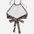 Damen trendiges Halter-Top mit elegantem Wickel-Design und grafischem Print R&B