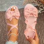 Damen modische Riemchen-Sandalen mit dekorativem Schleifen-Detail und ergonomischer Sohle R&B