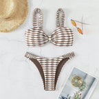 Damen Bandeau-Bikini mit einzigartigem Muster und verstellbaren Trägern