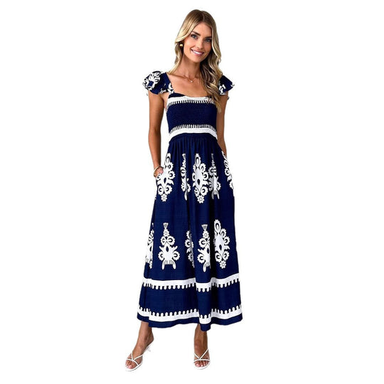Damen Maxikleid mit floralen Stickereien und Rüschendetails R&B