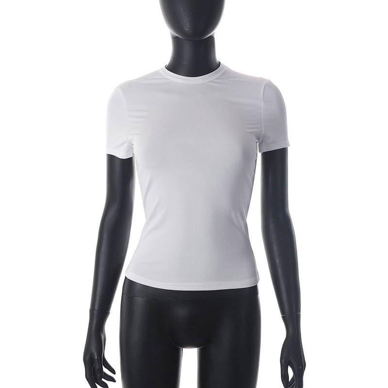 Damen Figurbetontes Kurzarm-T-Shirt mit hochqualitativem Stretch-Material R&B