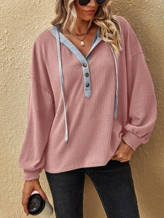 Damen Oversized Pullover mit Knopfleiste R&B