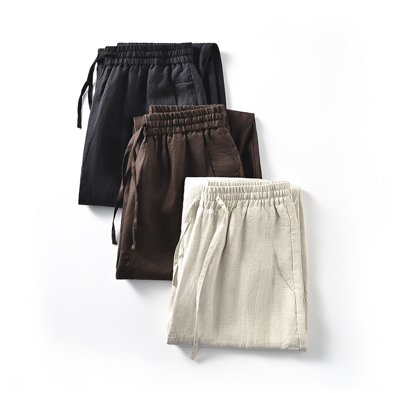 Damen Locker geschnittene Leinenhose mit elastischem Bund R&B