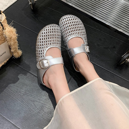 Damen Komfortable Riemchen-Clogs mit atemberaubendem Strickdesign R&B