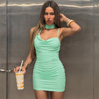 Damen Figurbetontes Minikleid mit asymmetrischem Ausschnitt und Raffungen R&B