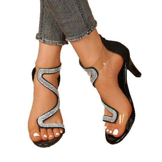 Damen Elegante Sandalen mit funkelnden Akzenten und komfortablem Blockabsatz R&B