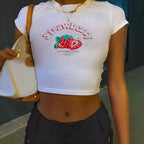 Damen Crop-T-Shirt mit inspirierendem Aufdruck und figurbetontem Schnitt R&B