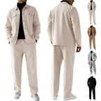 Herren nan zweiteiliges Overshirt- und Relaxhose-Set aus weichem Baumwollfrottee mit Druckknopfleiste und Tunnelzug R&B
