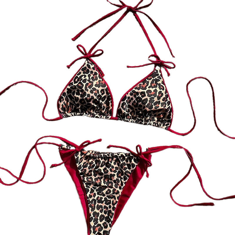 Damen Triangel-Bikini-Set mit verstellbaren Bändern und tierisch inspiriertem Design R&B