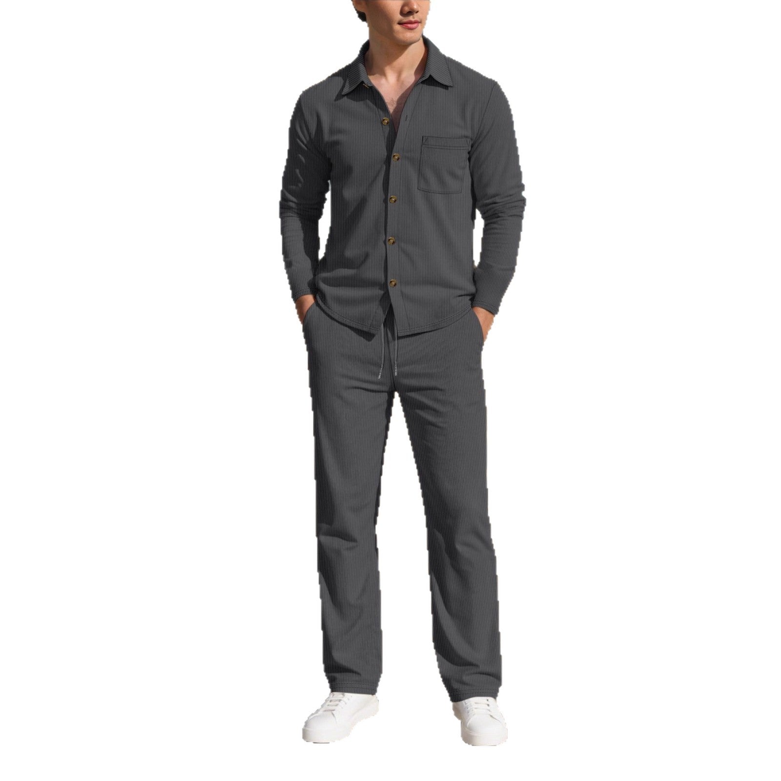 Herren eleganter Freizeitanzug mit strukturierter Oberfläche und praktischen Taschen R&B