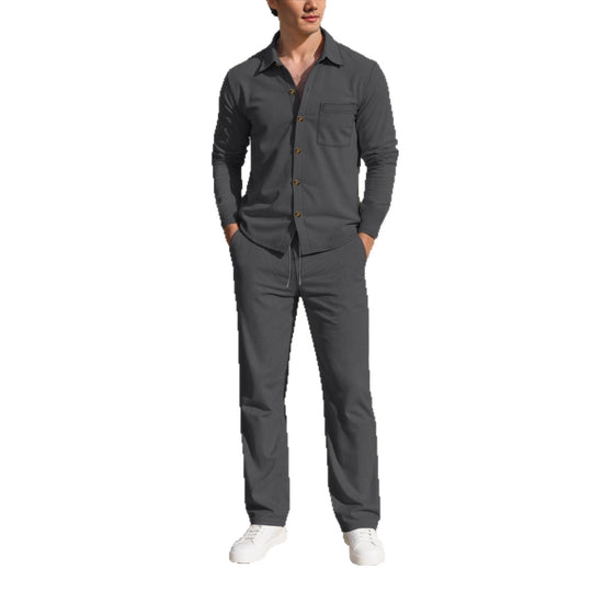 Herren eleganter Freizeitanzug mit strukturierter Oberfläche und praktischen Taschen R&B