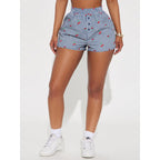 Damen Shorts mit fröhlichem Karomuster und verspieltem Fruchtprint R&B