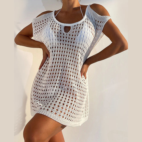 Damen transparentes Netzkleid mit Cut-Out-Details R&B