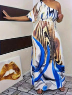 Damen Maxikleid mit asymmetrischem Schnitt und modernem Farbverlauf R&B