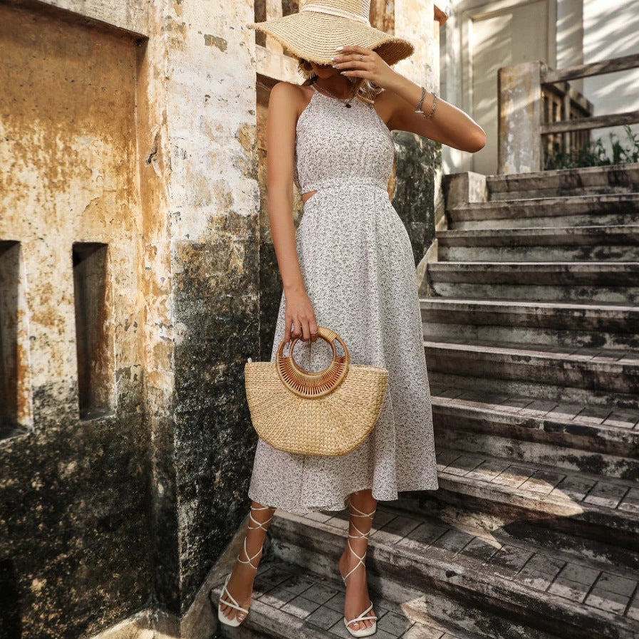 Damen Maxikleid mit floralem Design und schwingendem Saum R&B