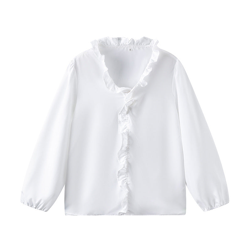 Damen Bluse mit Rüschendetails und elegantem Stehkragen R&B