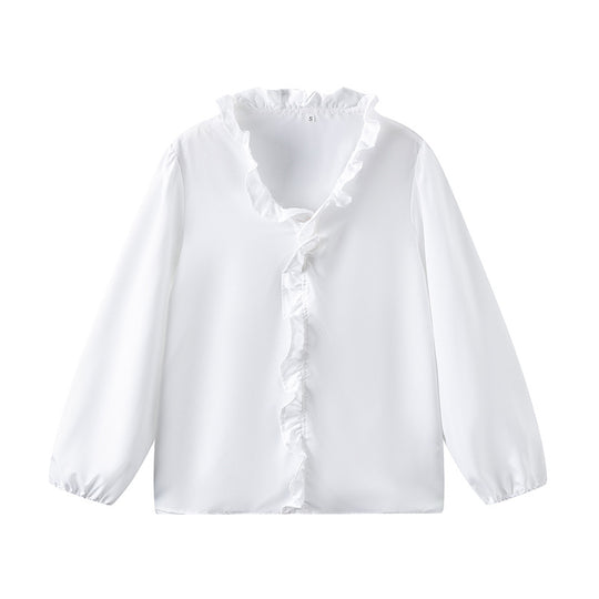 Damen Bluse mit Rüschendetails und elegantem Stehkragen R&B