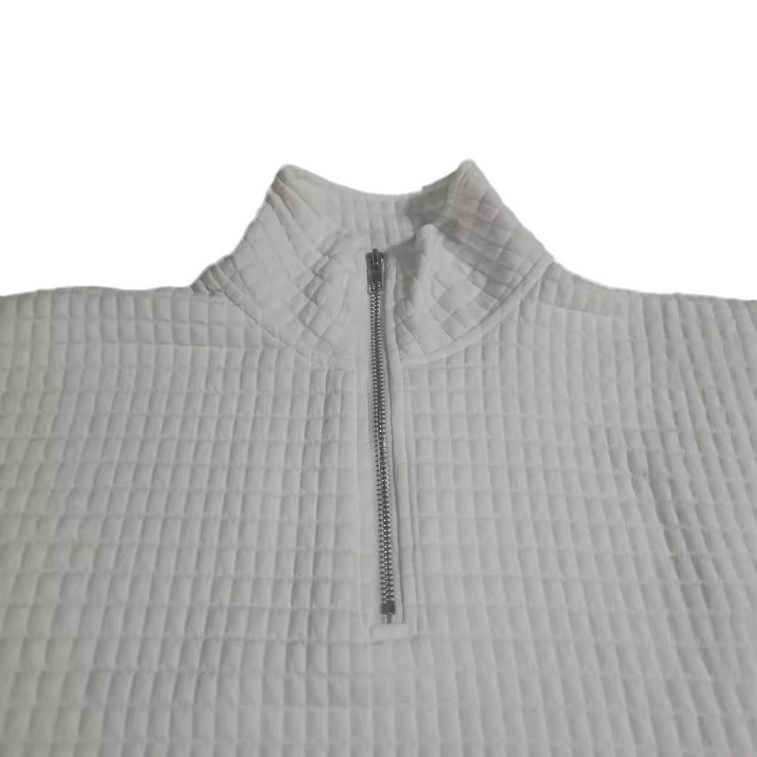 Damen modischer Stepp-Pullover mit halbem Reißverschluss R&B
