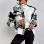 Damen Kuschelige Karojacke mit Umlegekragen R&B