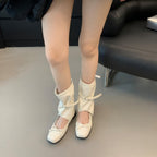 Damen modische Ballerinas mit elastischem Riemen und charmantem Schleifenakzent R&B