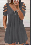 Damen Kleid mit V-Ausschnitt und offenen Schultern R&B