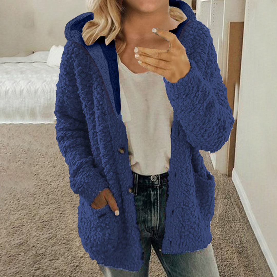 Damen kuschelige Fleecejacke mit Kapuze und praktischen Taschen R&B
