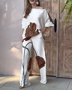 Damen modisches Ensemble mit floralem Design und weitem Schnitt R&B